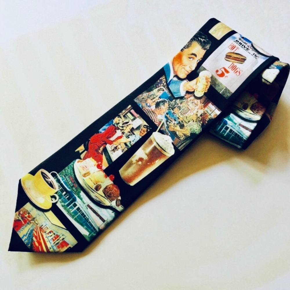 Rockabilly Cool Diner Graphics Men’s Wide Tie